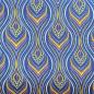 Preview: BLUE-YELLOW-FLAME-Afrikanischer-Shweshwe-Stoff