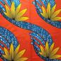 Preview: Afrikanischer Wax Print Stoff Baumwolle RED YELLOW TROPICAL FLOWER | Meterware