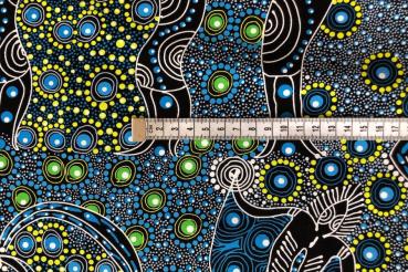 BLUE-DANCING-SPIRIT-Aborigines-Stoff-aus-Australien-