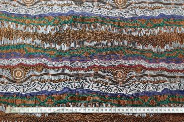 GATHERING-BY-THE-CREEK-Aborigines-Stoff-aus-Australien-