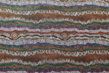 GATHERING-BY-THE-CREEK-Aborigines-Stoff-aus-Australien