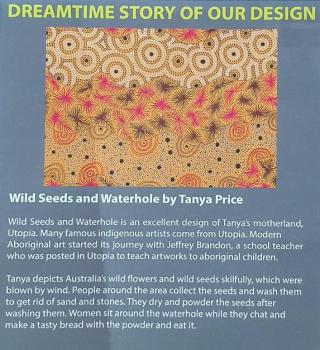 * YELLOW WILD SEED & WATERHOLE * Aborigines Stoff aus Australien