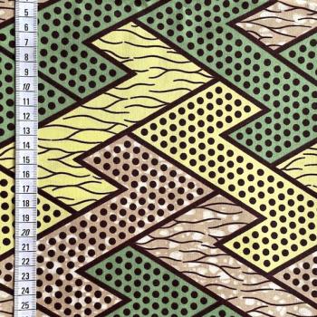 Preview: Afrikanischer Wax Print Stoff Baumwolle GREEN ZIGZAG | Meterware