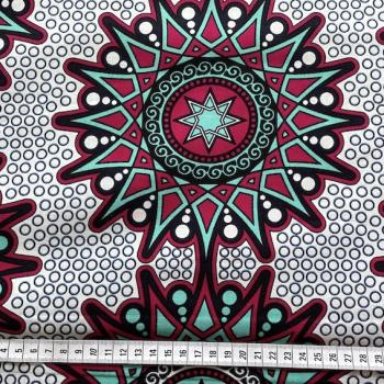 Preview: Afrikanischer Wax Print Stoff Baumwolle RED STAR | Meterware