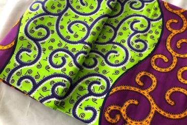 PURPLE-LIME-SERPENT Waxprint Stoff