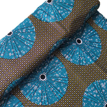 Afrikanischer Wax Print Stoff Baumwolle BLUE CIRCLE | Meterware