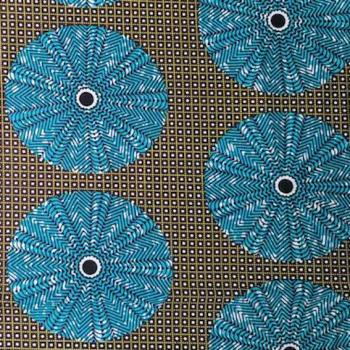 Preview: Afrikanischer Wax Print Stoff Baumwolle BLUE CIRCLE | Meterware