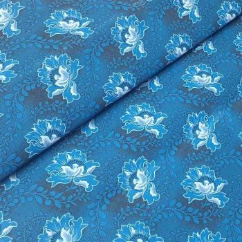 BLUE FLOWER Afrikanischer-Shweshwe-Stoff