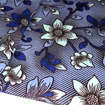 Afrikanischer Wax Print Stoff Baumwolle BLUE FLOWERS | Meterware