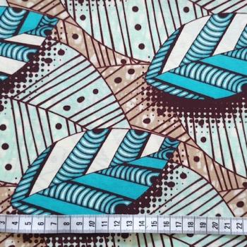 Preview: Afrikanischer Wax Print Stoff Baumwolle BLUE LEAVES | Meterware