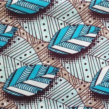 Preview: Afrikanischer Wax Print Stoff Baumwolle BLUE LEAVES | Meterware