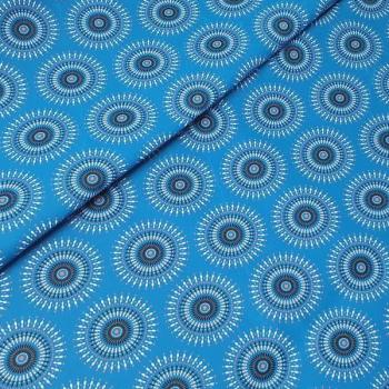 BLUE ORANGE SUN Afrikanischer-Shweshwe-Stoff-