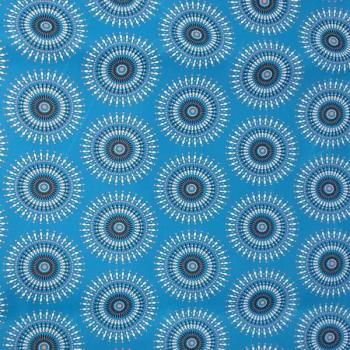 Preview: BLUE ORANGE SUN Afrikanischer-Shweshwe-Stoff-