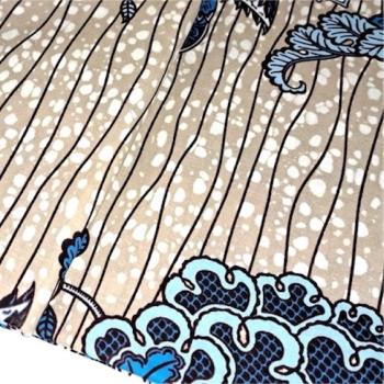 Preview: Afrikanischer Wax Print Stoff Baumwolle BLUE ORIENTAL FLOWERS | Meterware