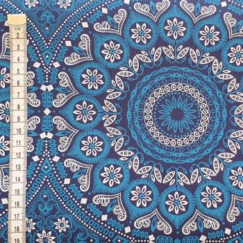 Preview: BLUE-ORNAMENT-Afrikanischer-Shweshwe-Stoff