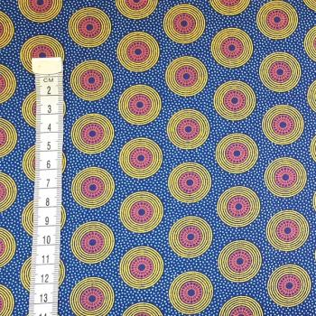 Preview: BLUE-YELLOW-DOTS-Afrikanischer-Shweshwe-Stoff