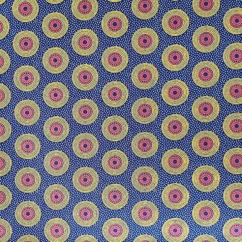 Preview: BLUE-YELLOW-DOTS-Afrikanischer-Shweshwe-Stoff