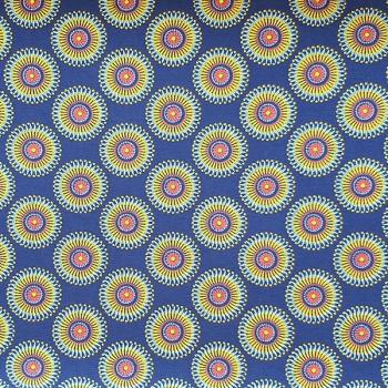 Preview: BLUE-YELLOW-SUNFLOWER-Afrikanischer-Shweshwe-Stoff