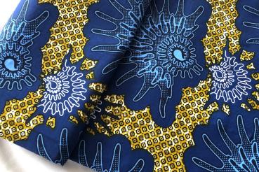 BLUE HEDGEHOG Afrikanischer Wax Print Stoff