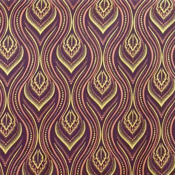 Preview: BROWN FLAME Afrikanischer-Shweshwe-Stoff-