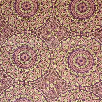 Preview: BROWN ORNAMENT Afrikanischer-Shweshwe-Stoff-