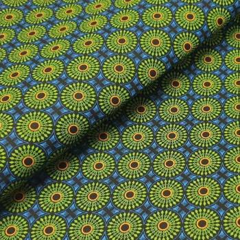 DISCO BLUE CIRCLE Afrikanischer-Shweshwe-Stoff-