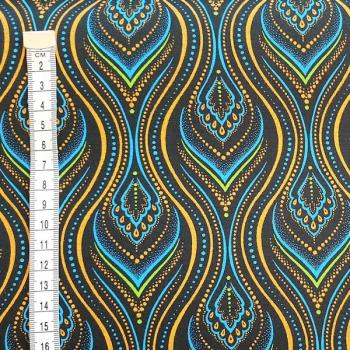 Preview: DISCO-BLUE-FLAME-Afrikanischer-Shweshwe-Stoff