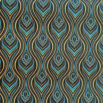 Preview: DISCO-BLUE-FLAME-Afrikanischer-Shweshwe-Stoff