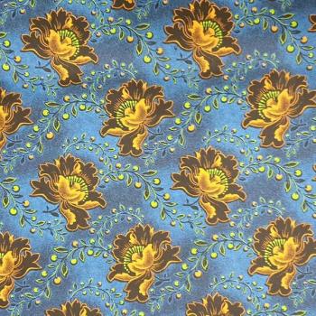 Preview: DISCO BLUE FLOWER Afrikanischer-Shweshwe-Stoff-