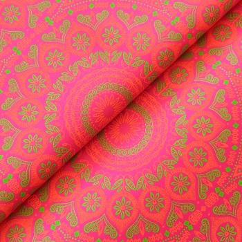 DISCO-PINK-ORNAMENT-Afrikanischer-Shweshwe-Stoff-