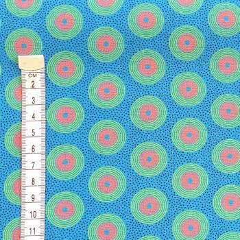 Preview: DISCO-TURQUOISE DOTS-Afrikanischer-Shweshwe-Stoff