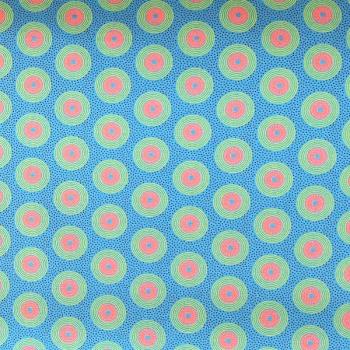Preview: DISCO-TURQUOISE DOTS-Afrikanischer-Shweshwe-Stoff