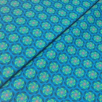 DISCO TURQUOISE WINDMILL Afrikanischer-Shweshwe-Stoff