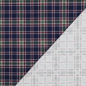 Preview: Flanell Baumwolle Dunkelblau Grün Karo