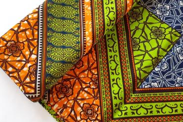 GREEN SQUARES Afrikanischer Wax Print Stoff