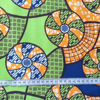 Preview: Afrikanischer Wax Print Stoff Baumwolle LIME SUMMER FAN | Meterware
