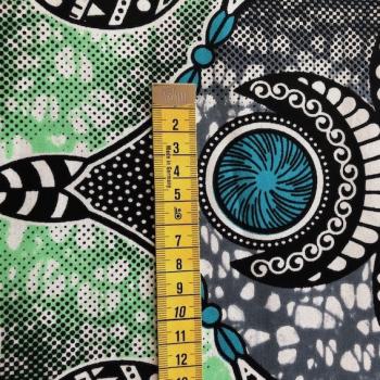 Preview: Afrikanischer Wax Print Stoff Baumwolle MINT ORNAMENT | Meterware