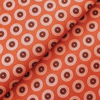 ORANGE-DOTS-Afrikanischer-Shweshwe-Stoff-