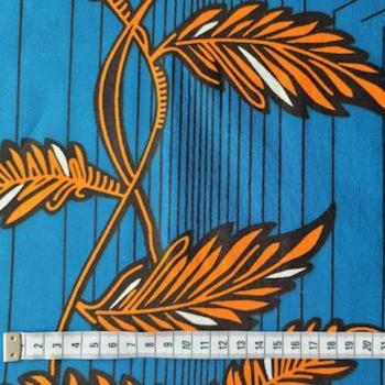 Preview: Afrikanischer Wax Print Stoff Baumwolle ORANGE LEAVES | Meterware