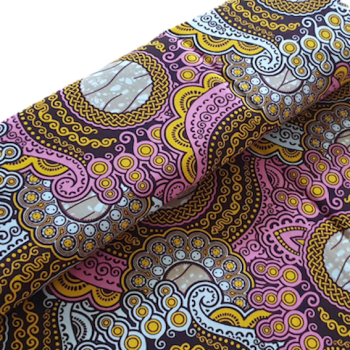 Afrikanischer Wax Print Stoff Baumwolle ORIENTAL PINK OCHER | Meterware