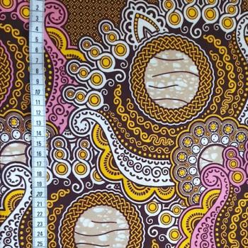 Preview: Afrikanischer Wax Print Stoff Baumwolle ORIENTAL PINK OCHER | Meterware
