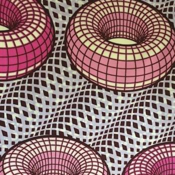 Preview: Afrikanischer Wax Print Stoff Baumwolle PINK DONUT | Meterware