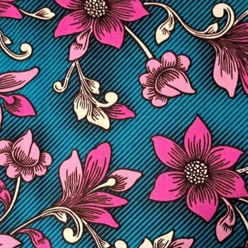 Preview: Afrikanischer Wax Print Stoff Baumwolle PINK FLOWERS | Meterware