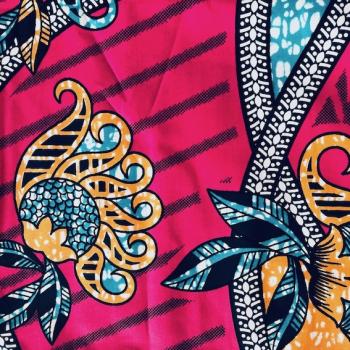 Preview: Afrikanischer Wax Print Stoff Baumwolle PINK JUNGLE FLOWER | Meterware