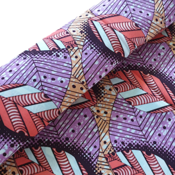 Afrikanischer Wax Print Stoff Baumwolle PINK LEAVES | Meterware