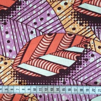 Preview: Afrikanischer Wax Print Stoff Baumwolle PINK LEAVES | Meterware