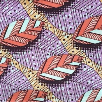 Preview: Afrikanischer Wax Print Stoff Baumwolle PINK LEAVES | Meterware