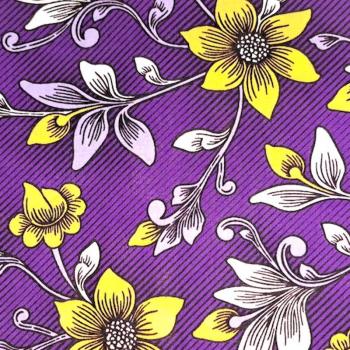 Preview: Afrikanischer Wax Print Stoff Baumwolle PURPLE FLOWERS | Meterware