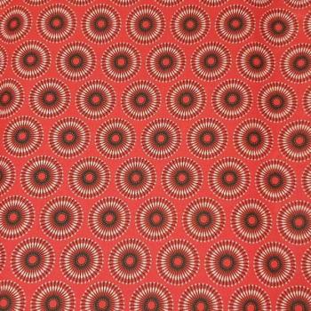 Preview: RED DANDELION-Afrikanischer-Shweshwe-Stoff-