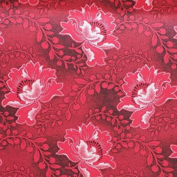 Preview: RED-FLOWER-Afrikanischer-Shweshwe-Stoff-